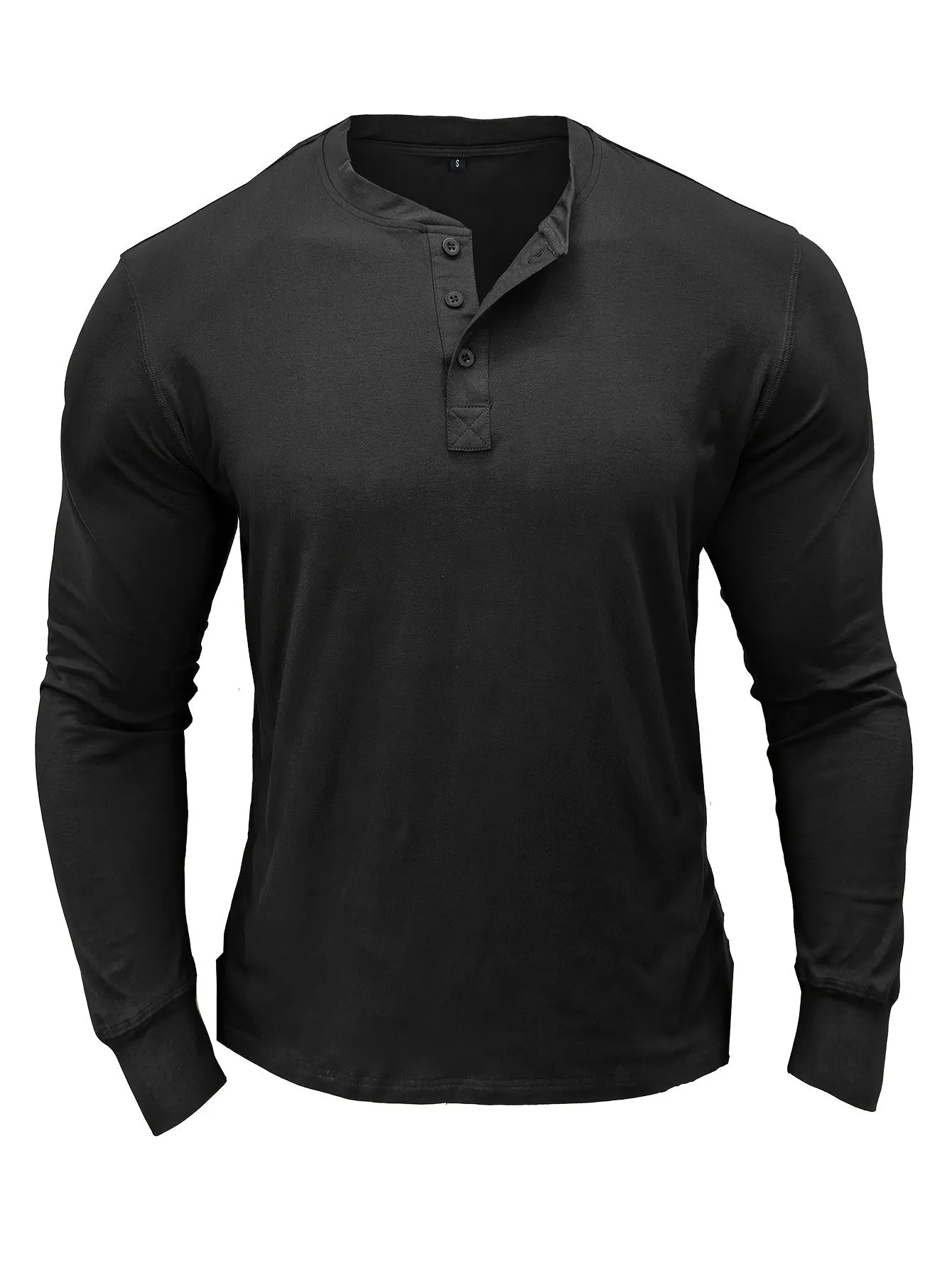 OudHeer - Heren Lange Mouw Casual Henley Shirt met Knopdetail