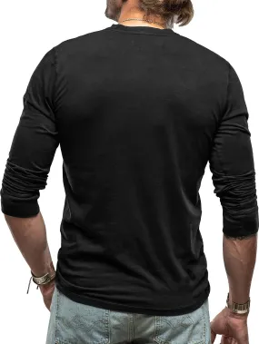 OudHeer - Heren Lange Mouw Casual Henley Shirt met Knopdetail