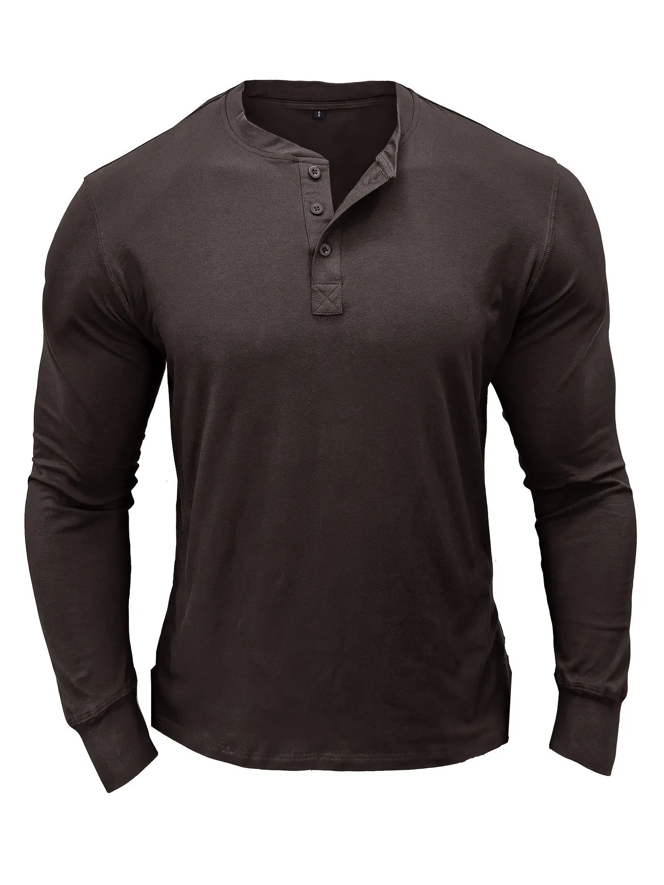OudHeer - Heren Lange Mouw Casual Henley Shirt met Knopdetail