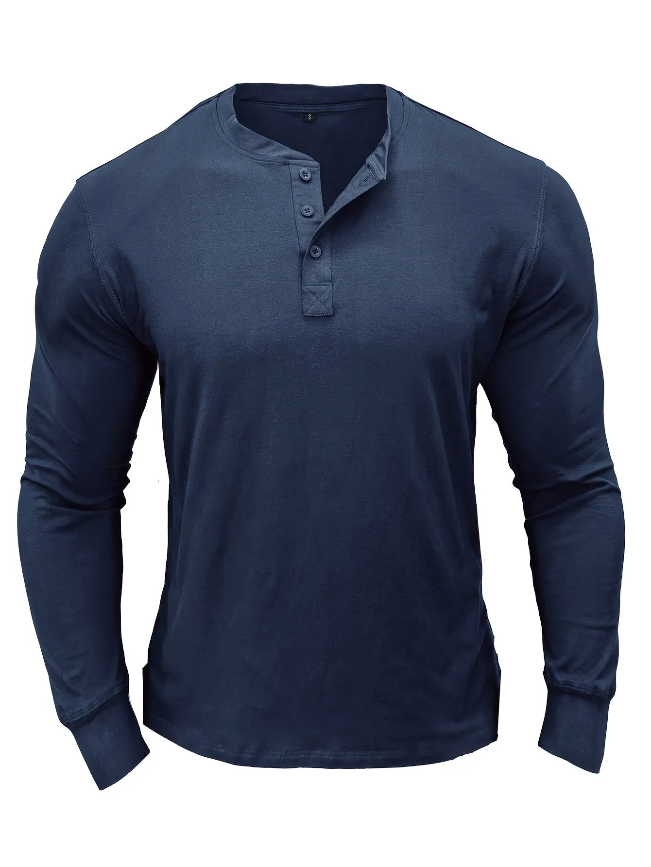 OudHeer - Heren Lange Mouw Casual Henley Shirt met Knopdetail