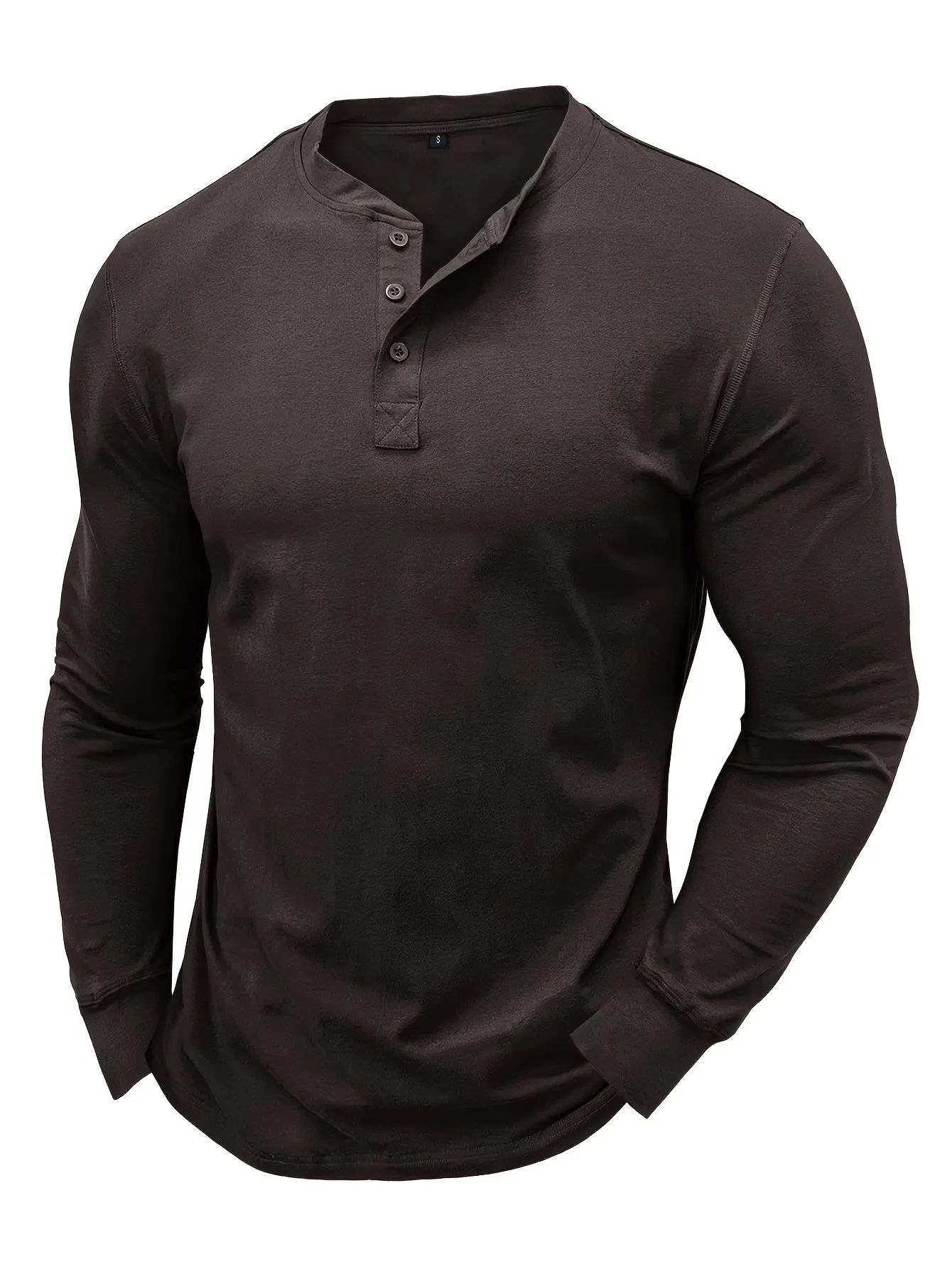 OudHeer - Heren Lange Mouw Casual Henley Shirt met Knopdetail