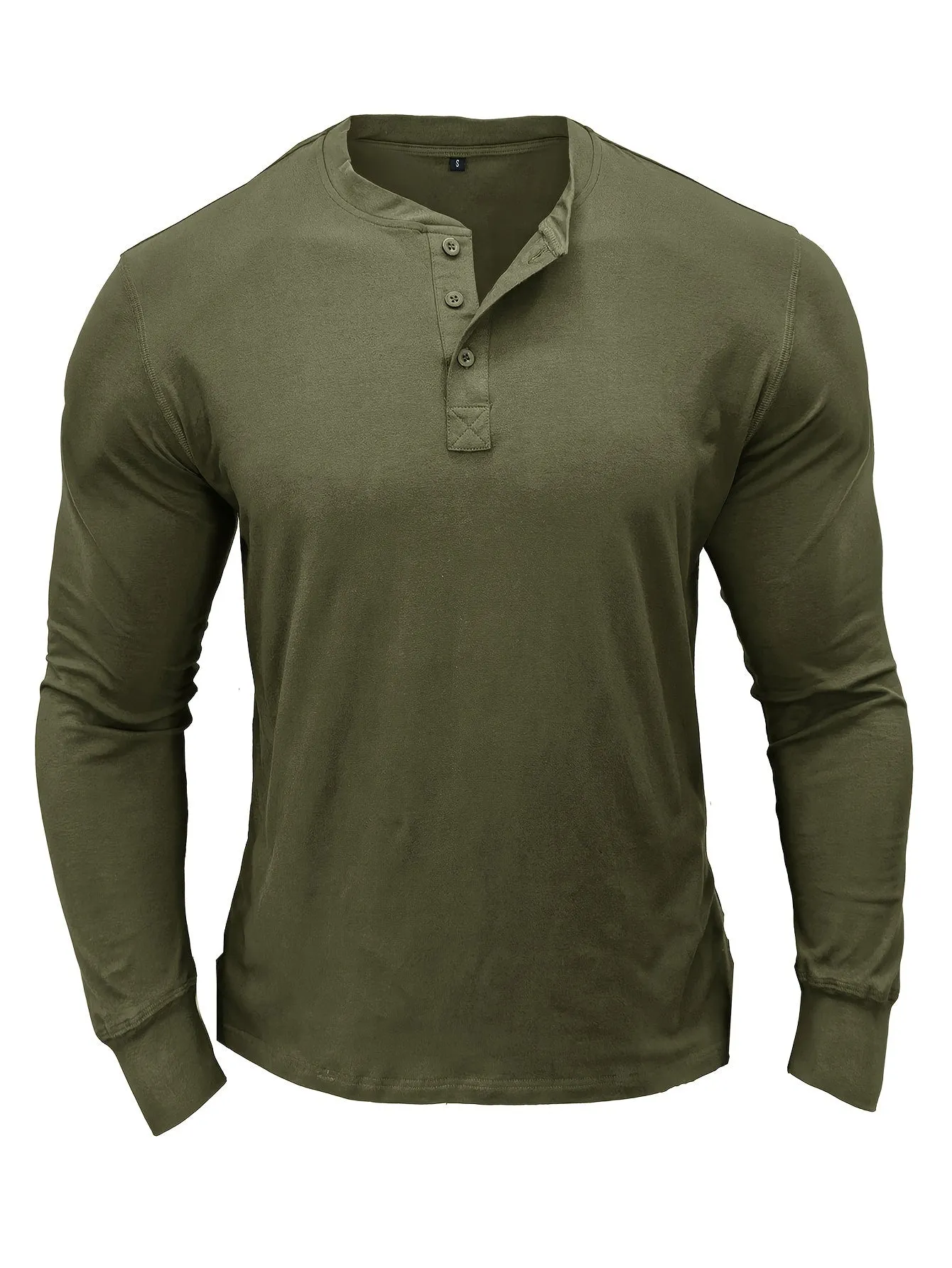 OudHeer - Heren Lange Mouw Casual Henley Shirt met Knopdetail