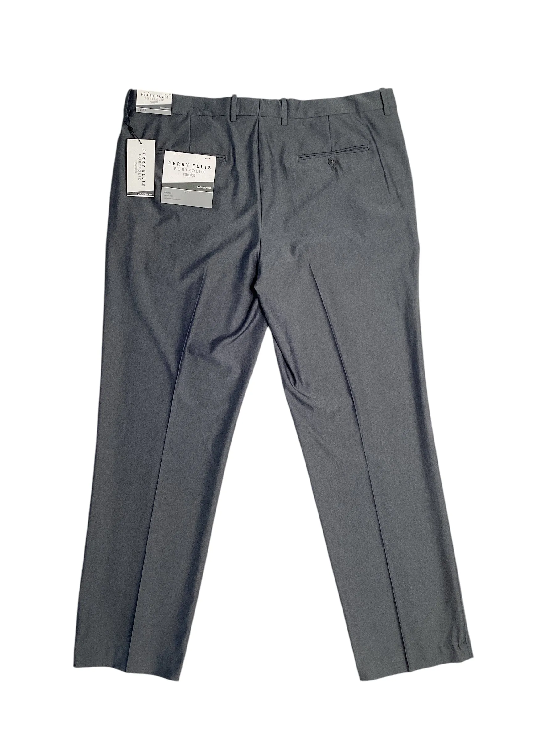 Perry Ellis Portfolio Mens Modern fit Dress Pants 36 / 29 Grey Stretch