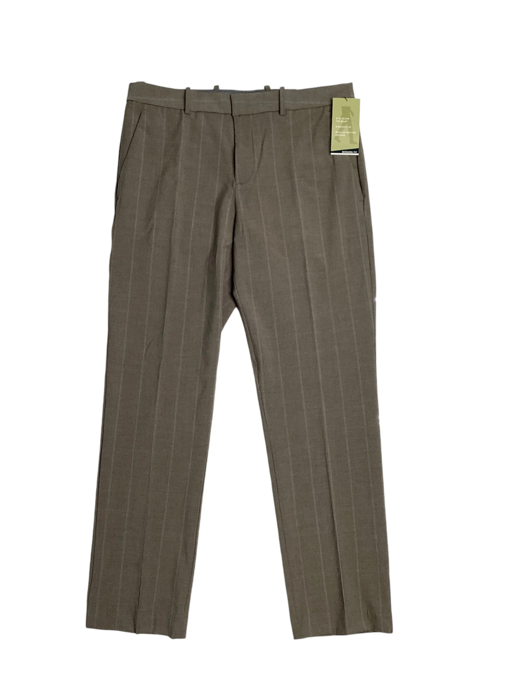 Perry Ellis Portfolio Mens Modern Fit Stretch Dress Pants Dark Beige 32 x 30