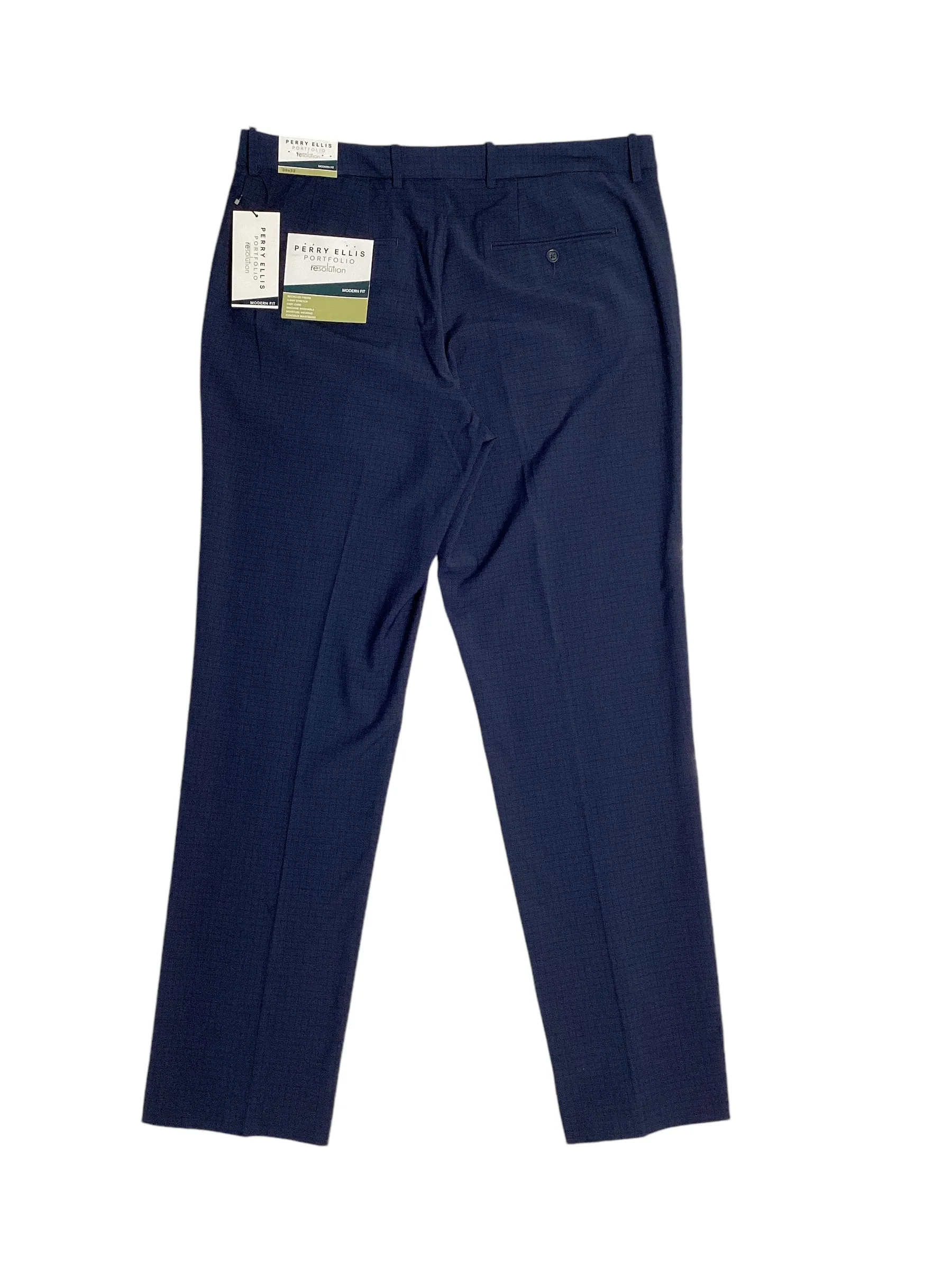 Perry Ellis Portfolio Mens Modern Fit Stretch Dress Pants Navy 36 x 29