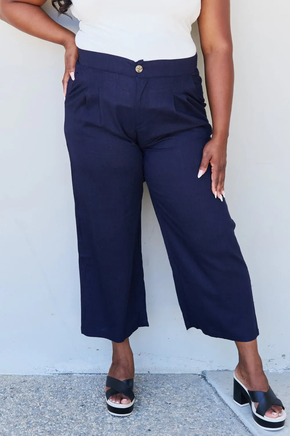 Pleated Detail Pants in Dark Navy