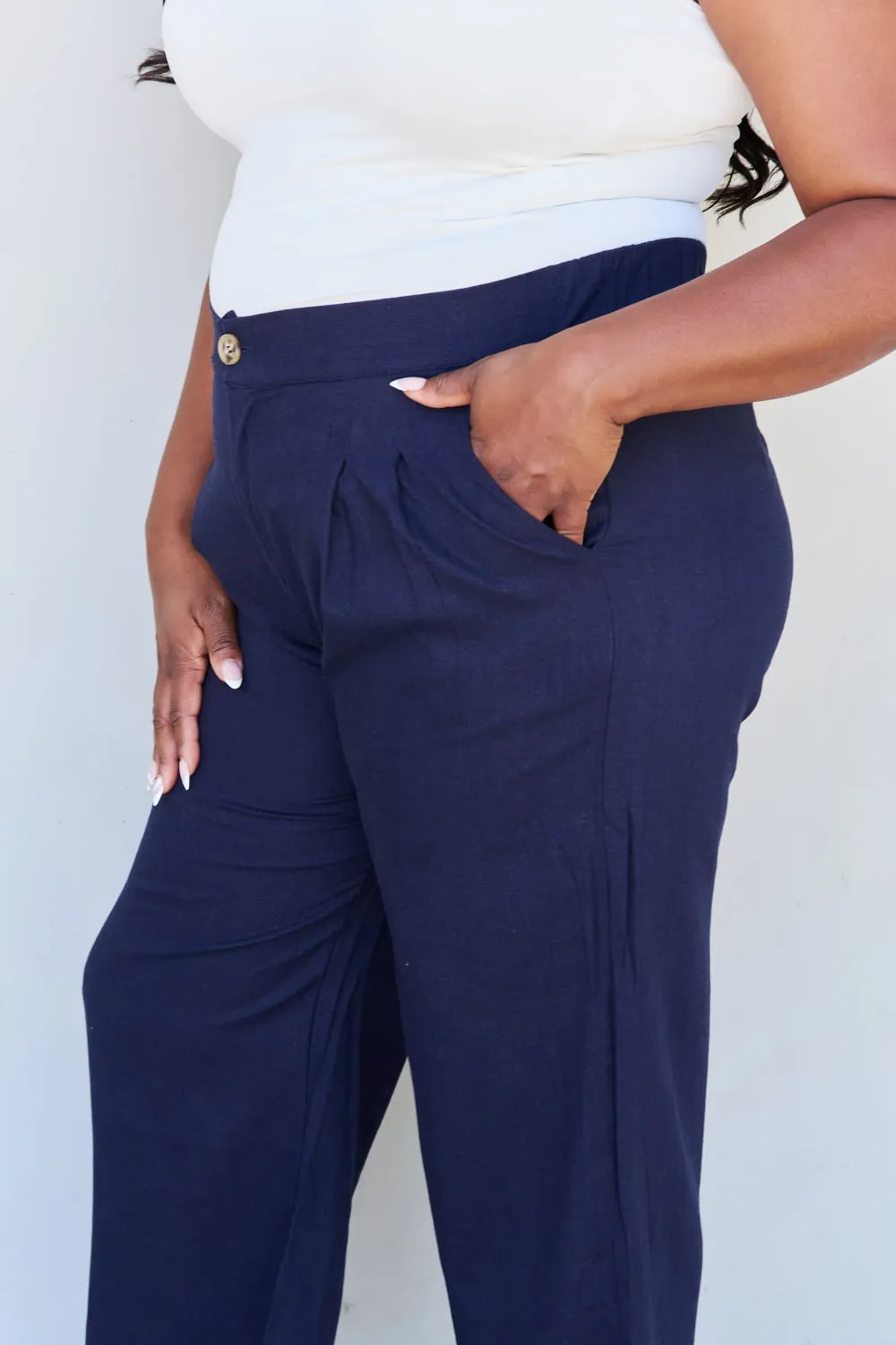 Pleated Detail Pants in Dark Navy