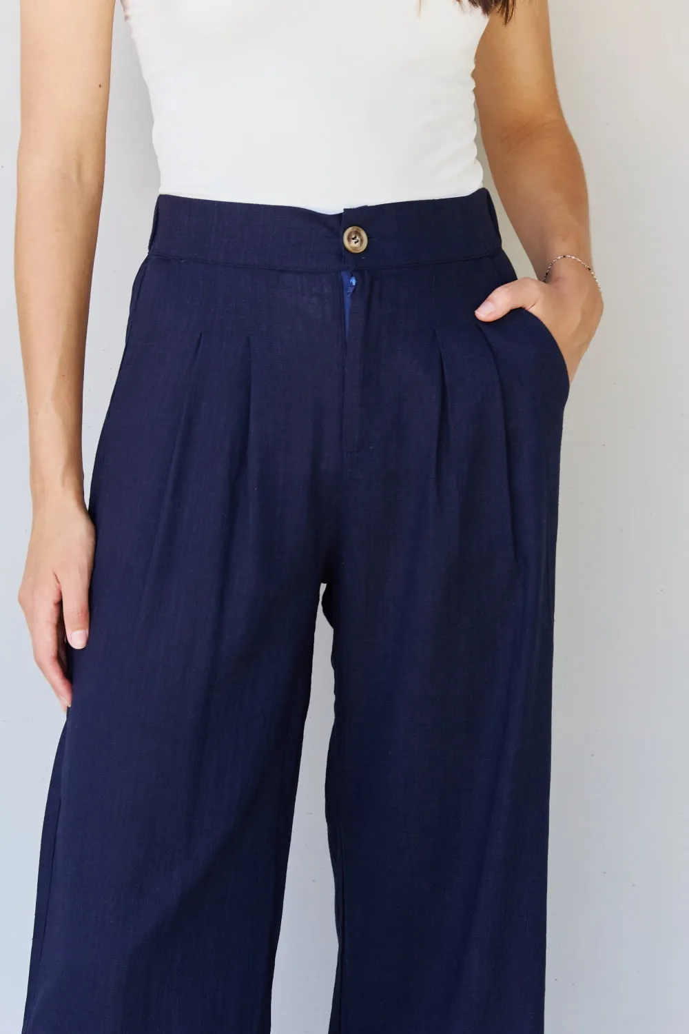 Pleated Detail Pants in Dark Navy