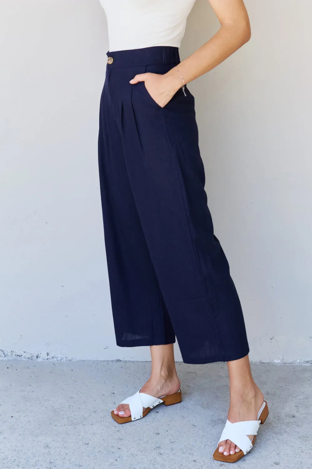Pleated Detail Pants in Dark Navy