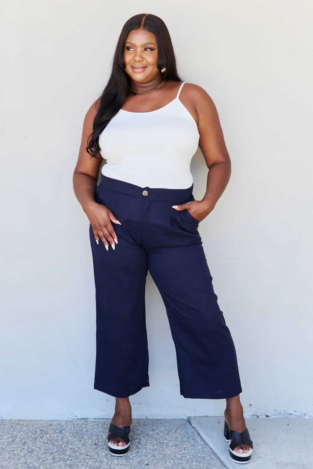 Pleated Detail Pants in Dark Navy