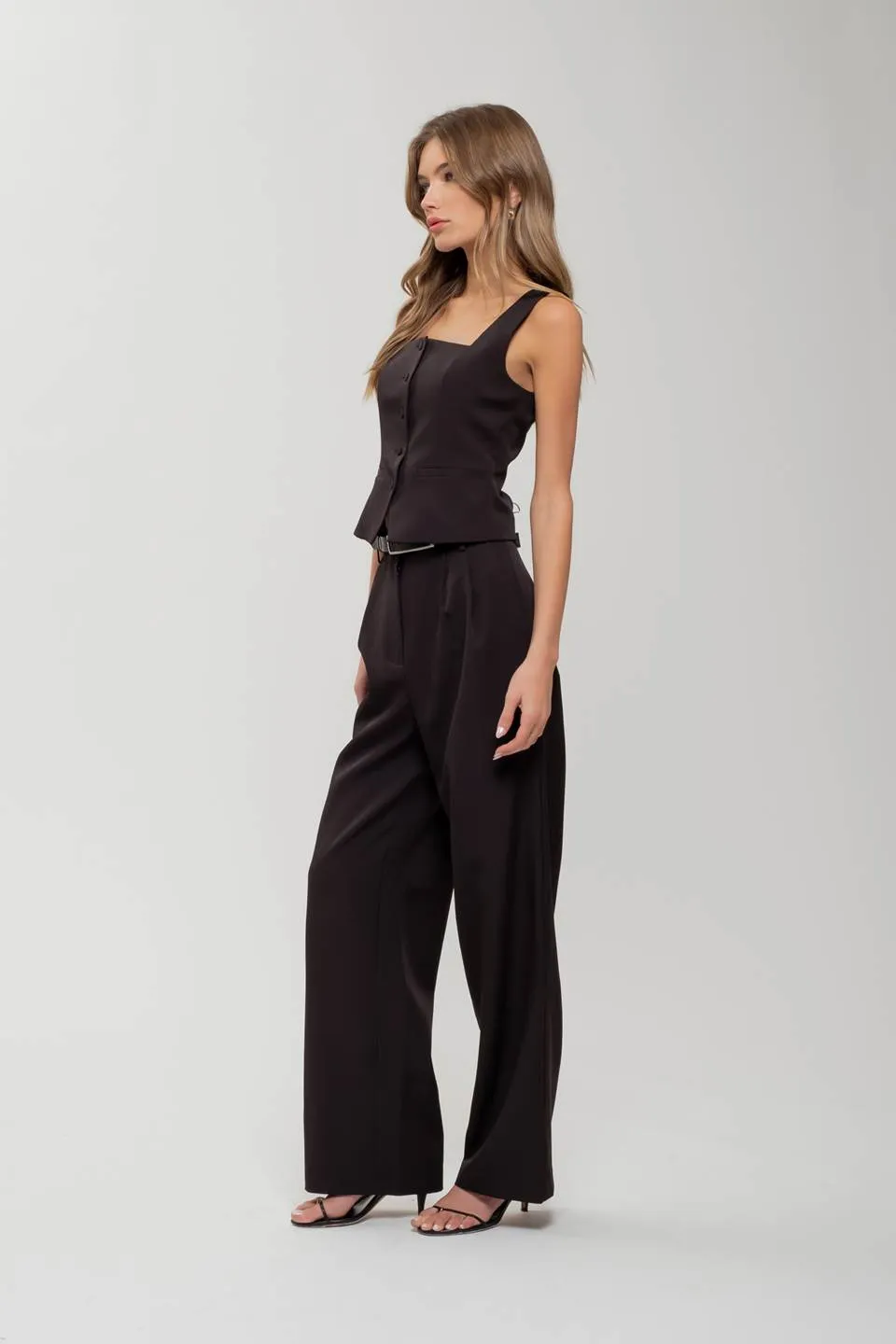 PLEATED WIDE LEG DRESS PANTS