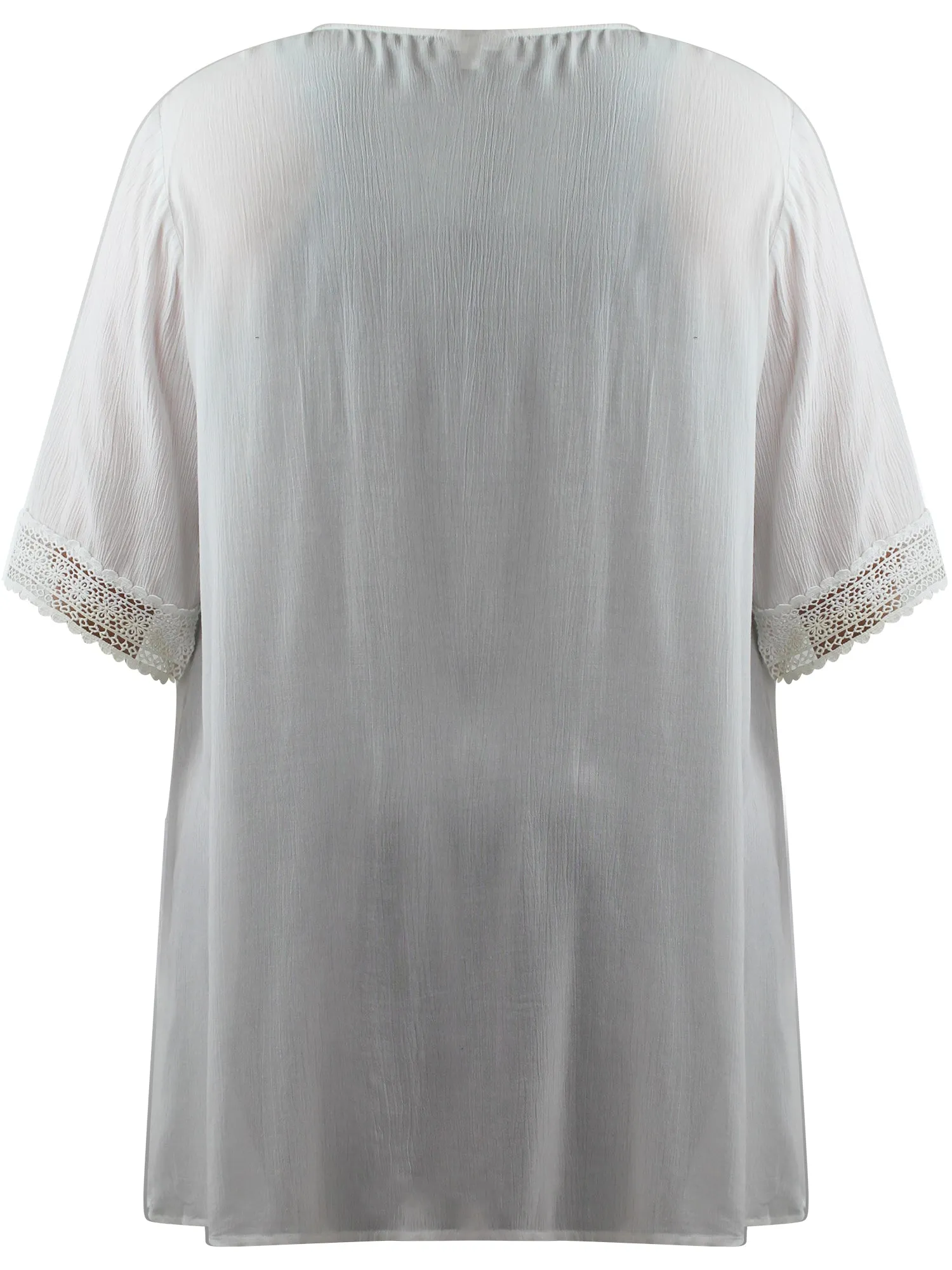 Plus Size Kimono Cardigan With Lace Trim
