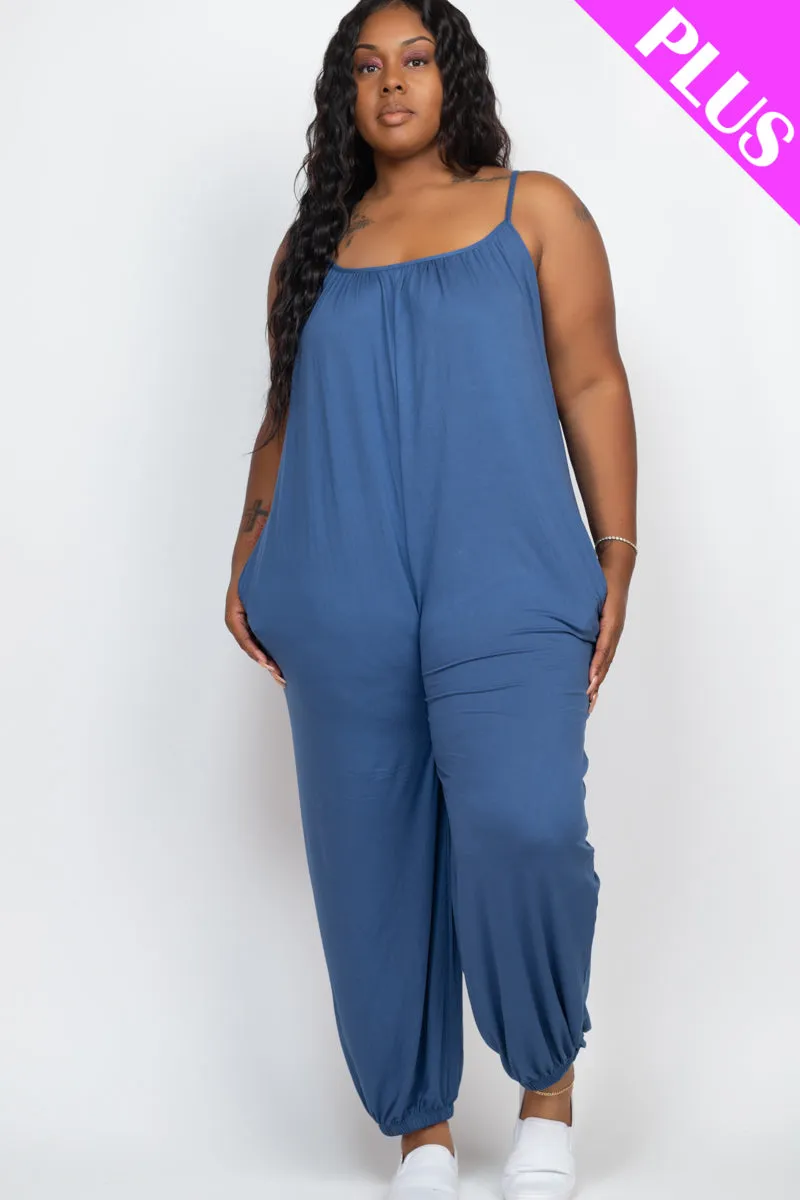 Plus Size Sleeveless Jogger Jumpsuit