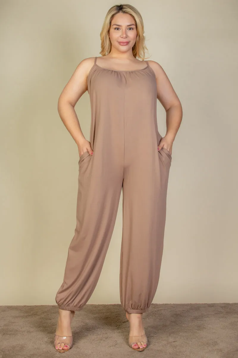 Plus Size Sleeveless Jogger Jumpsuit
