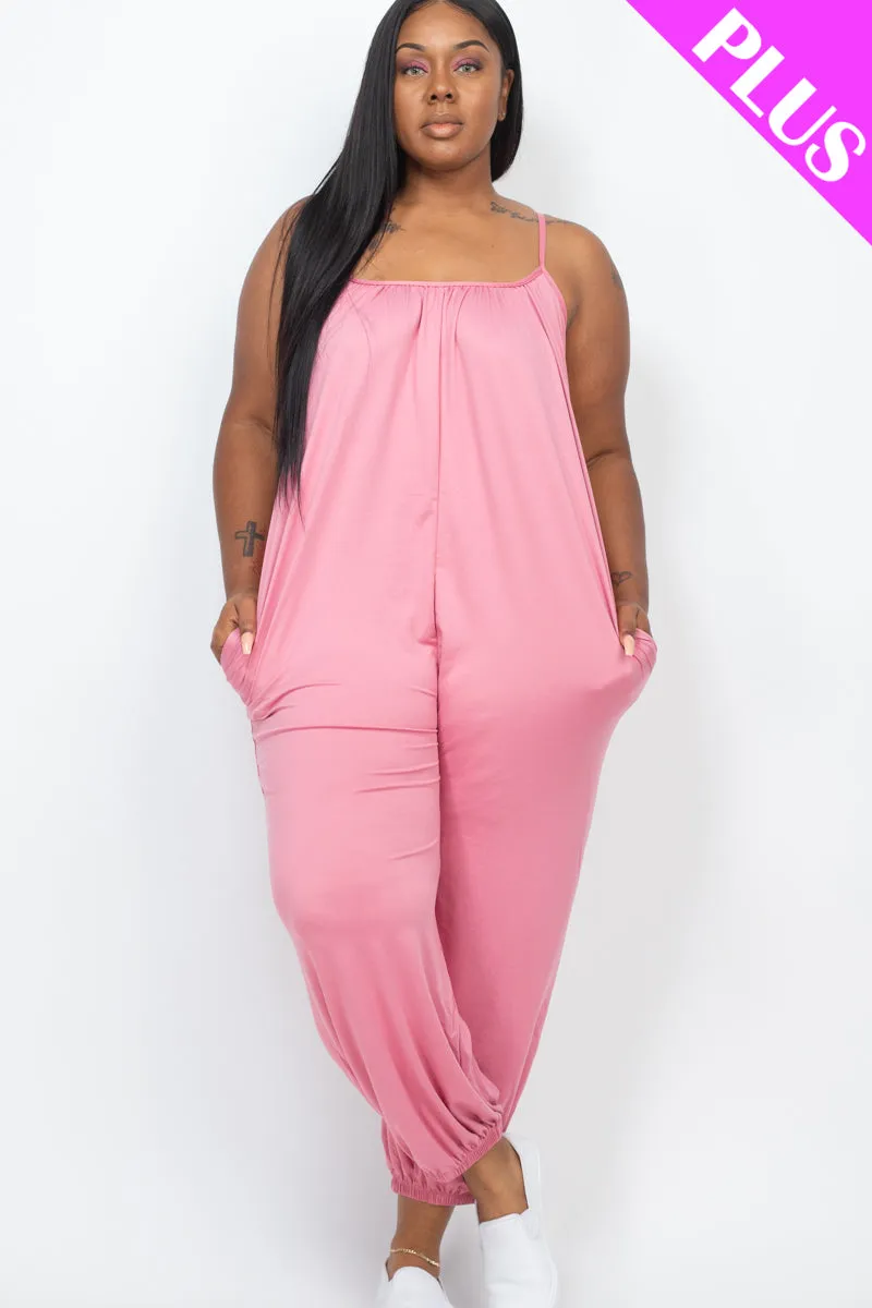 Plus Size Sleeveless Jogger Jumpsuit