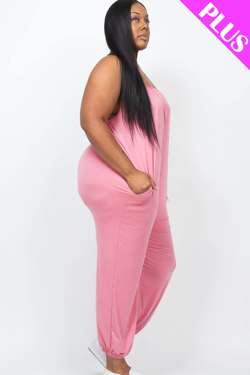 Plus Size Sleeveless Jogger Jumpsuit