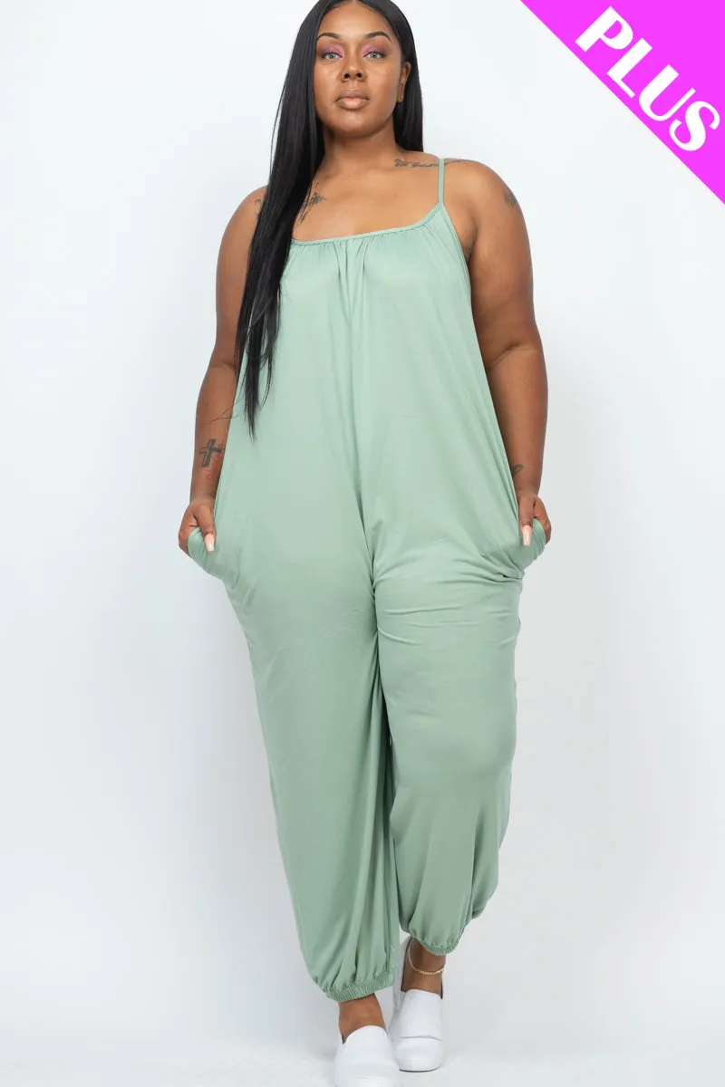 Plus Size Sleeveless Jogger Jumpsuit