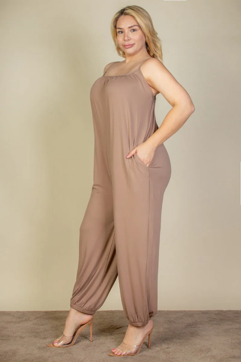 Plus Size Sleeveless Jogger Jumpsuit