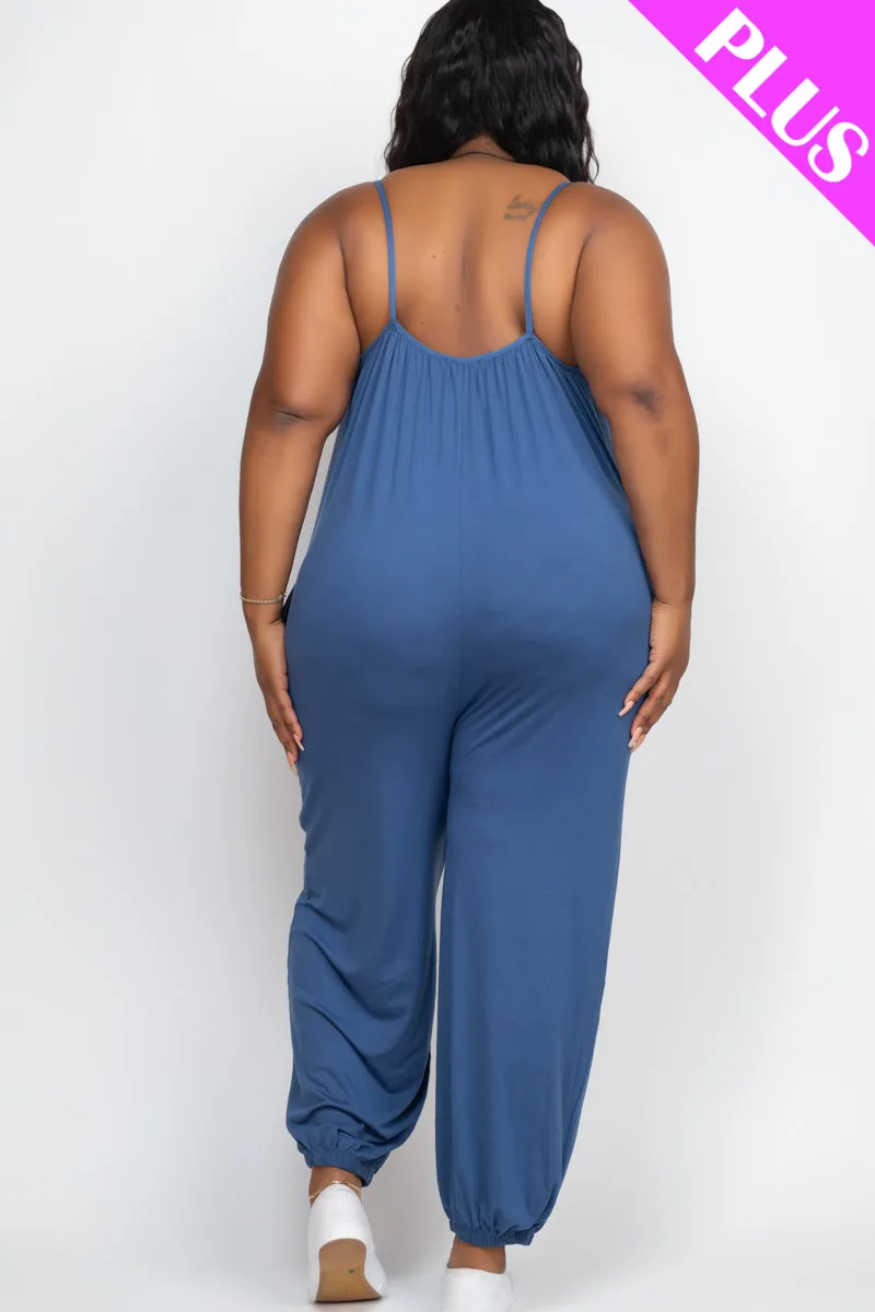 Plus Size Sleeveless Jogger Jumpsuit