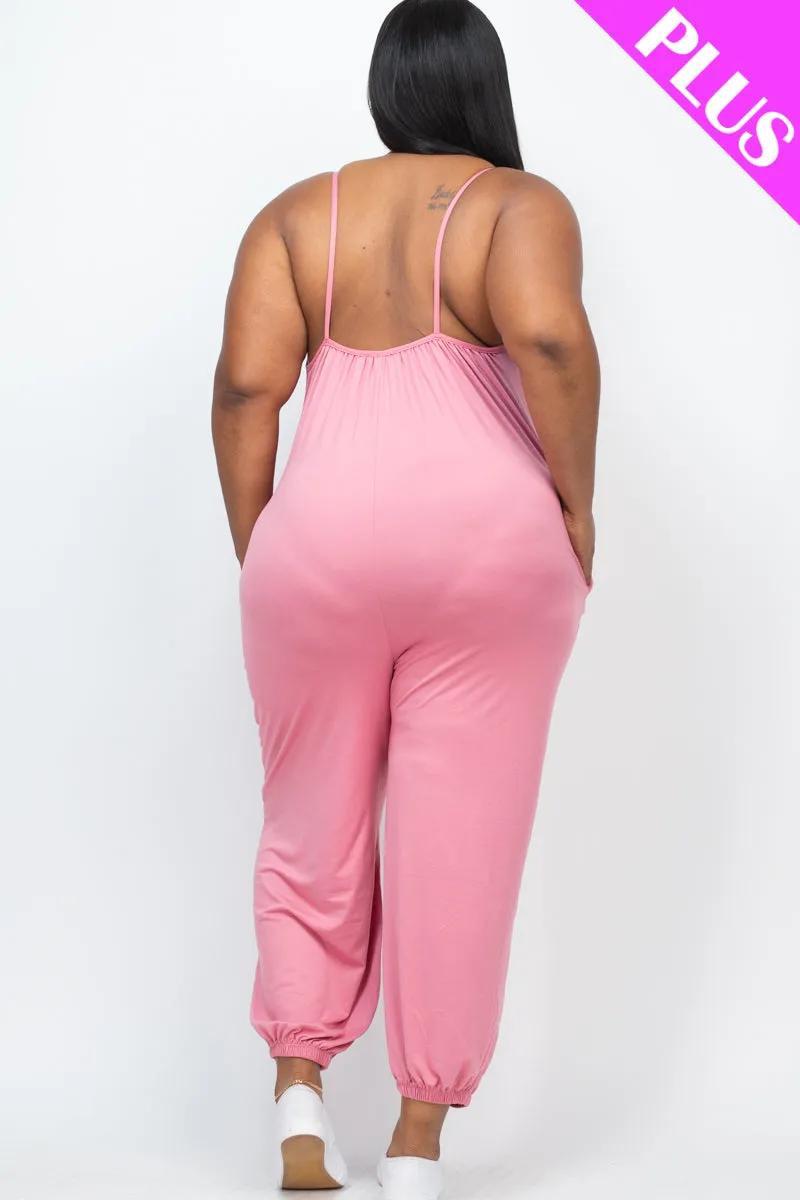 Plus Size Sleeveless Jogger Jumpsuit