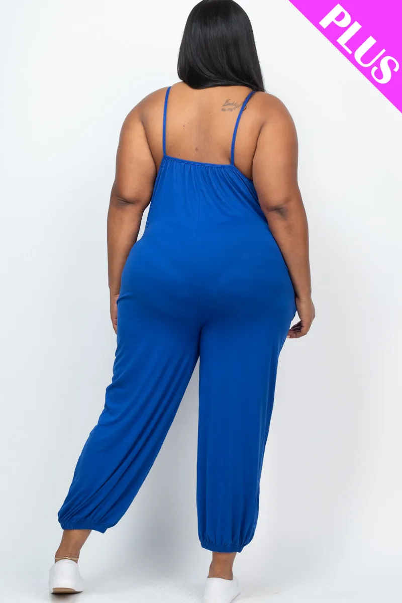 Plus Size Sleeveless Jogger Jumpsuit