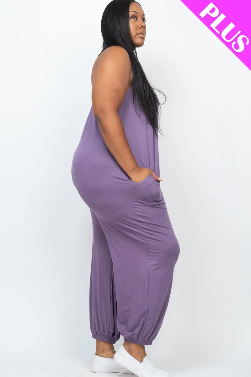 Plus Size Sleeveless Jogger Jumpsuit