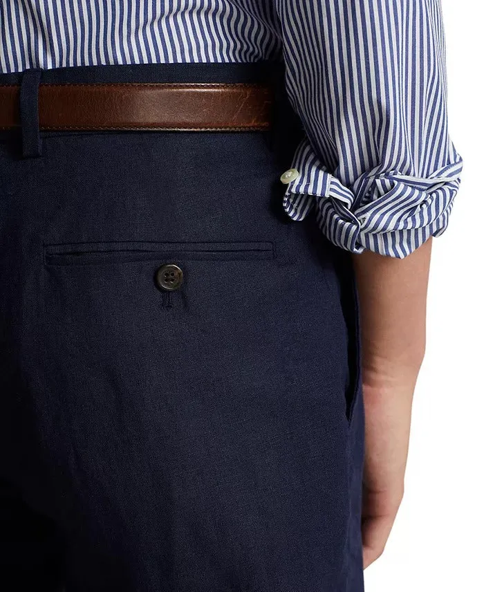 Polo Ralph Lauren Mens Linen Dress Pants Trousers Navy Blue 38 x 30
