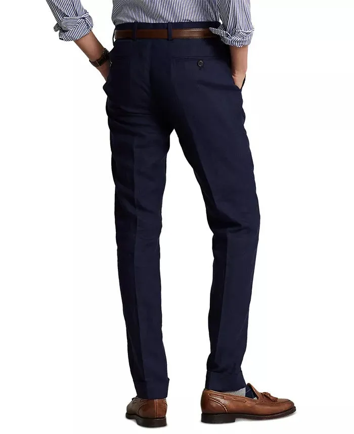 Polo Ralph Lauren Mens Linen Dress Pants Trousers Navy Blue 38 x 30