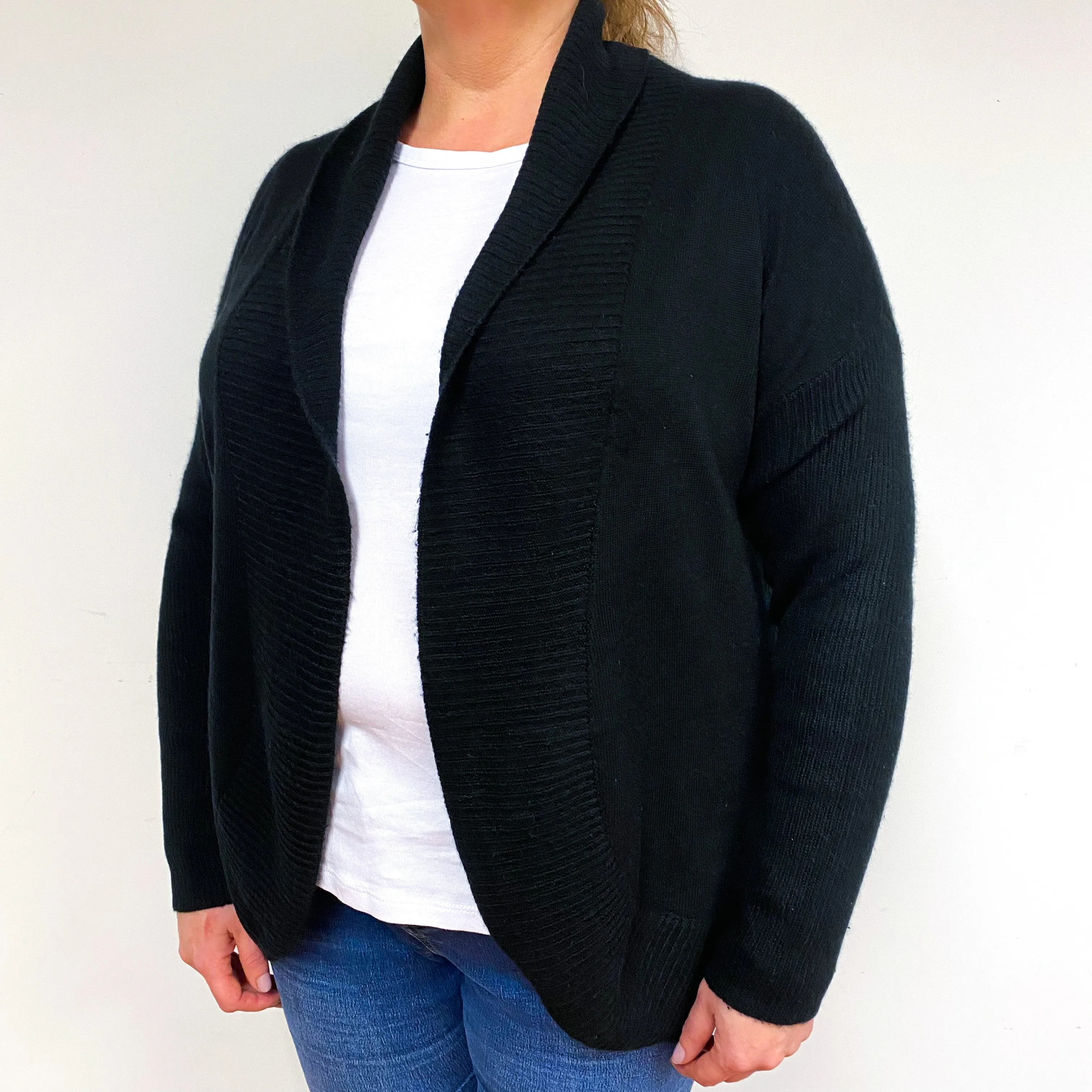 Ralph Lauren Black Cashmere Edge-Edge Cardigan Extra Large