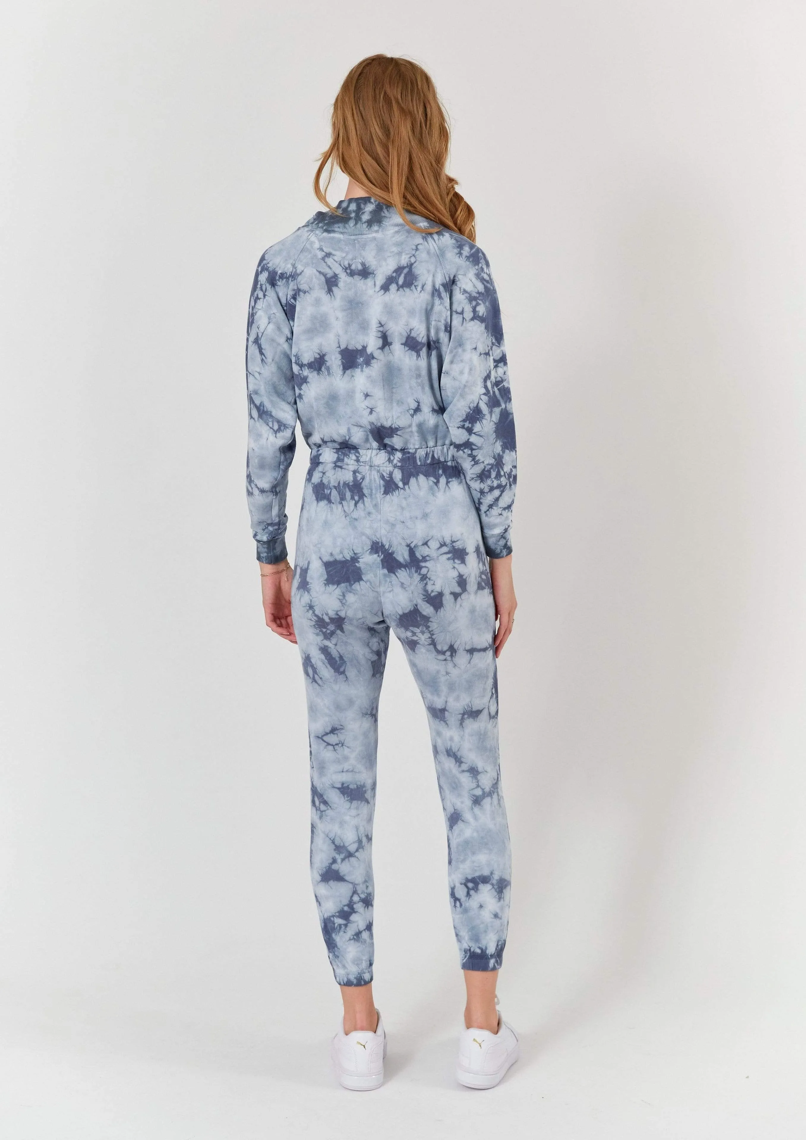 Restore Soft Terry Jumpsuit - Dusty Blue Tie Dye