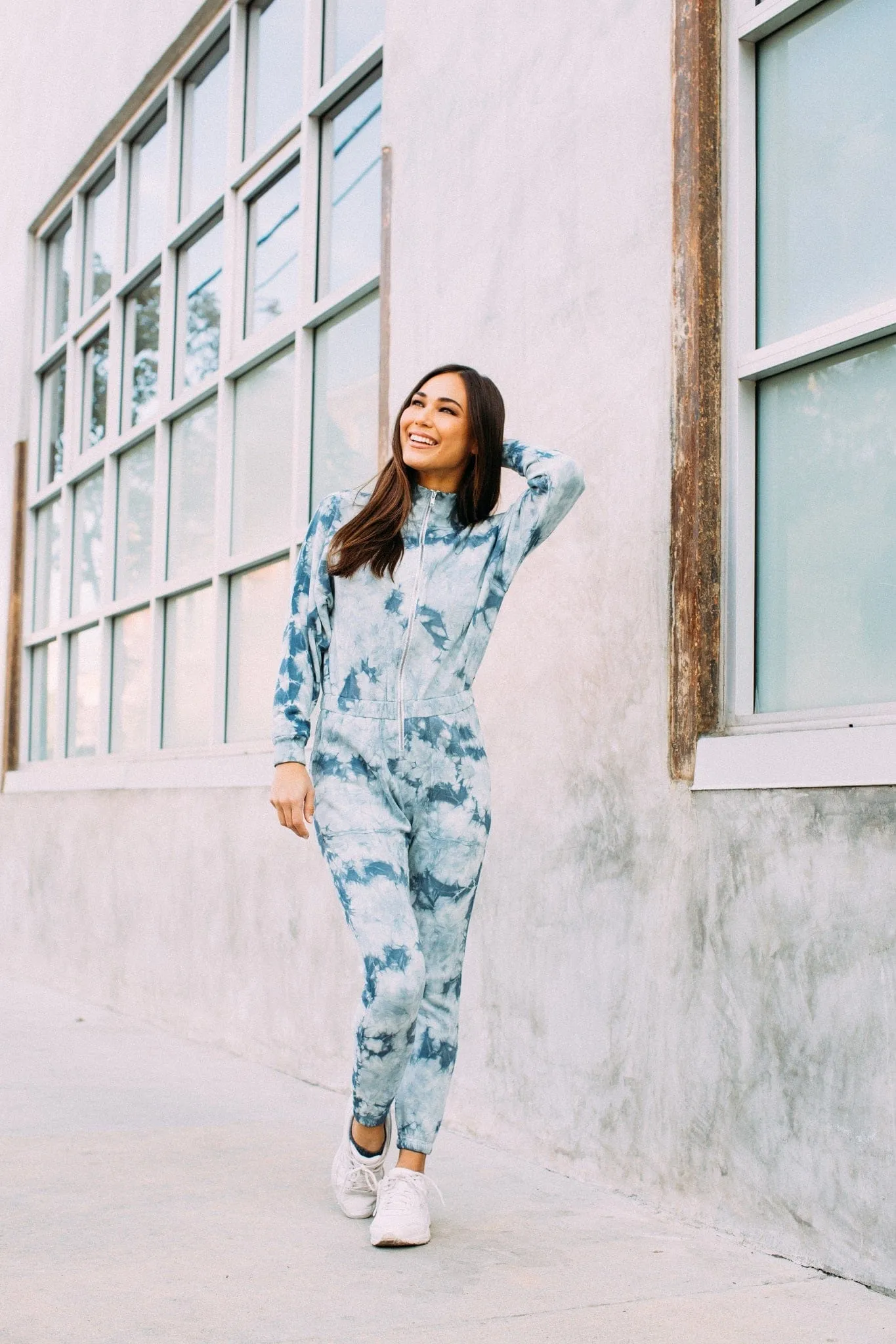 Restore Soft Terry Jumpsuit - Dusty Blue Tie Dye