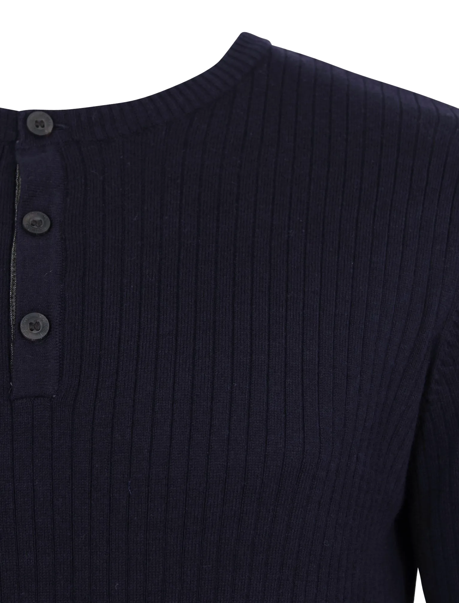 Rushmore Henley Ribbed Jumper in Dark Navy - Tokyo Laundry