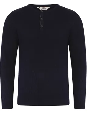 Rushmore Henley Ribbed Jumper in Dark Navy - Tokyo Laundry