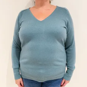 Sea Green Cashmere V-Neck Jumper Extra Large