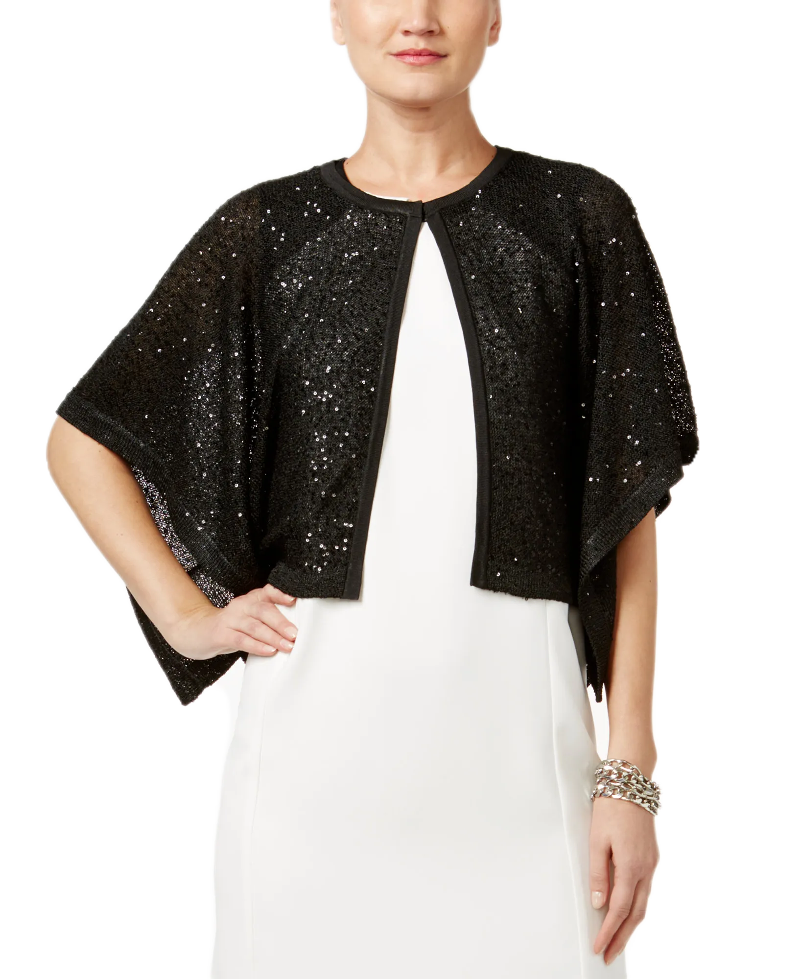 Sequined Flyaway Cape Cardigan