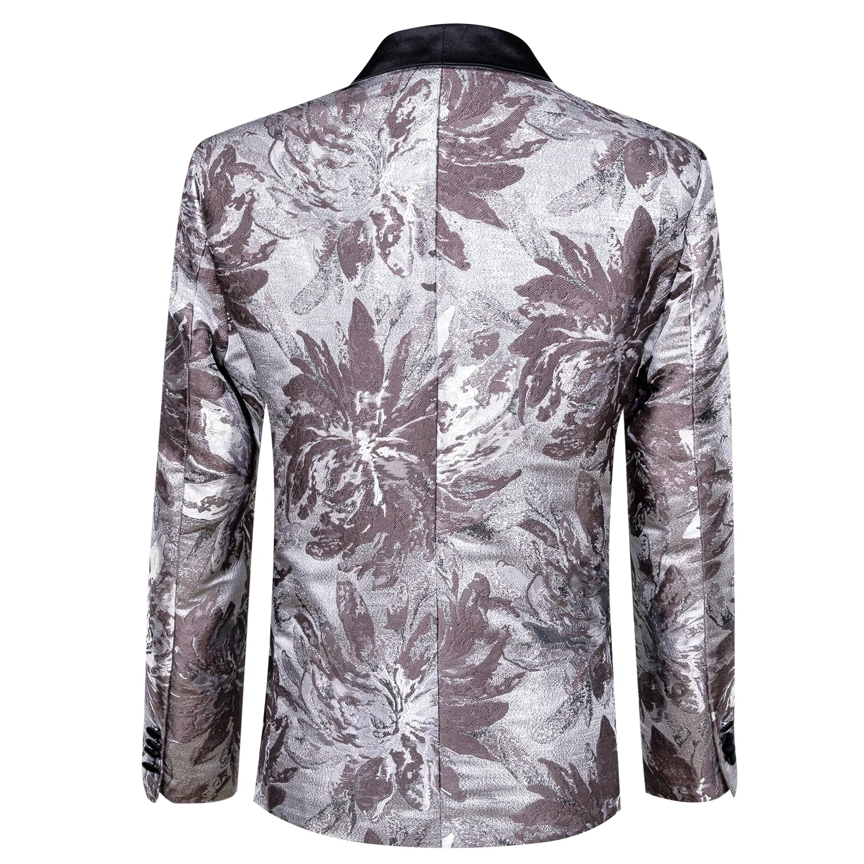 Sliver RosyBrown Floral Men's Suit for Party