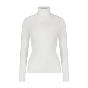 SLOUCHY TURTLENECK LS Rib Knit Pearl White