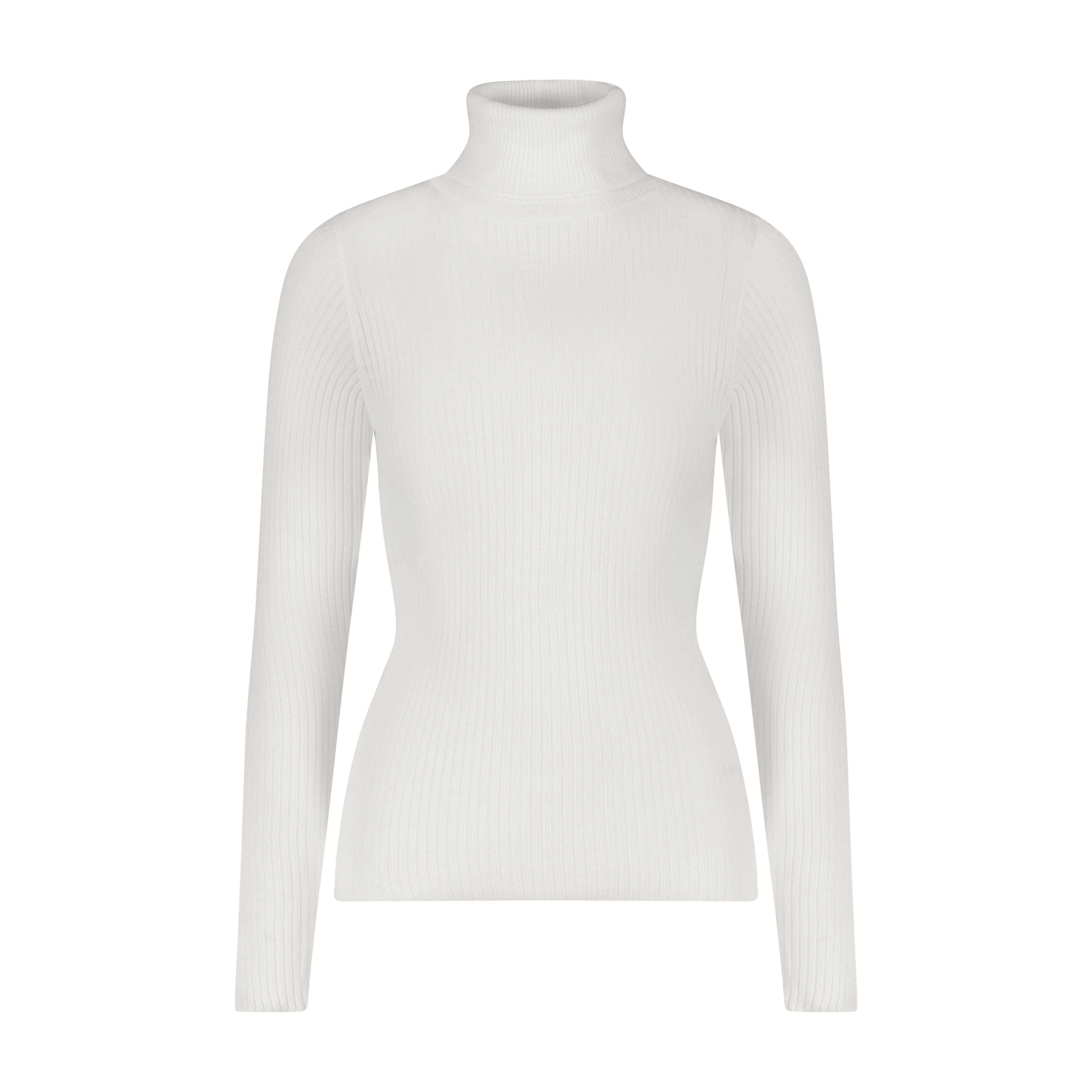 SLOUCHY TURTLENECK LS Rib Knit Pearl White