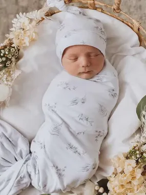 Snuggle Hunny - Organic Jersey Wrap & Beanie Set Silver Gum