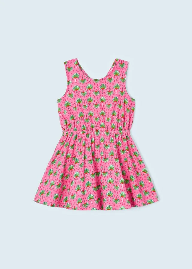 SS23 Mayoral Girls Pink Palm Tree Dress 3943