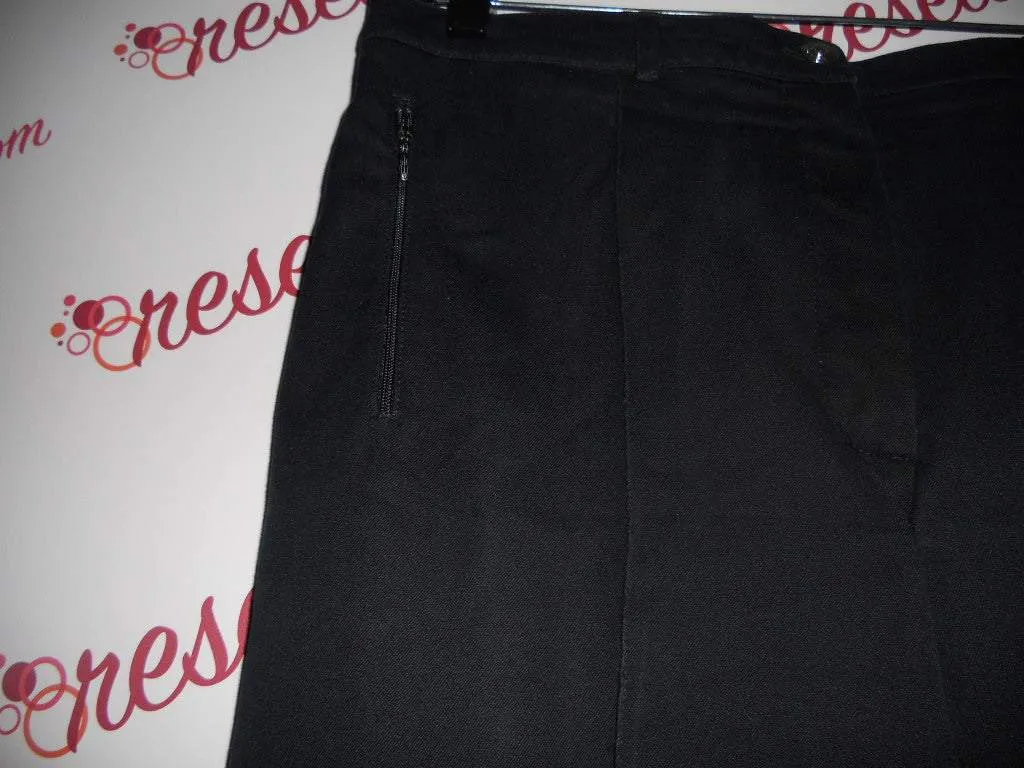 St. John Size 12 Black Cotton Blend Casual Pants
