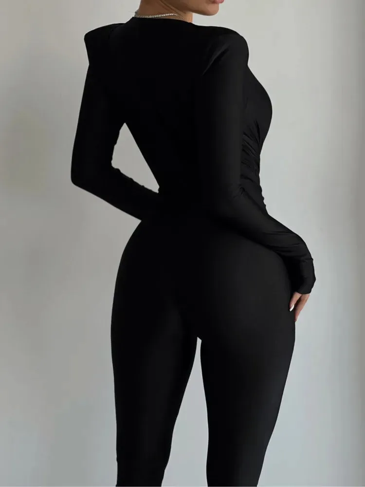 Tailored Black Event Jumpsuit Pencil Pantsuits