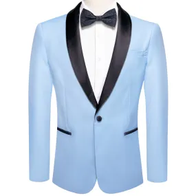 Ties2you Men's Suit Arctic Blue Solid Shawl Collar Silk Suit Fashion