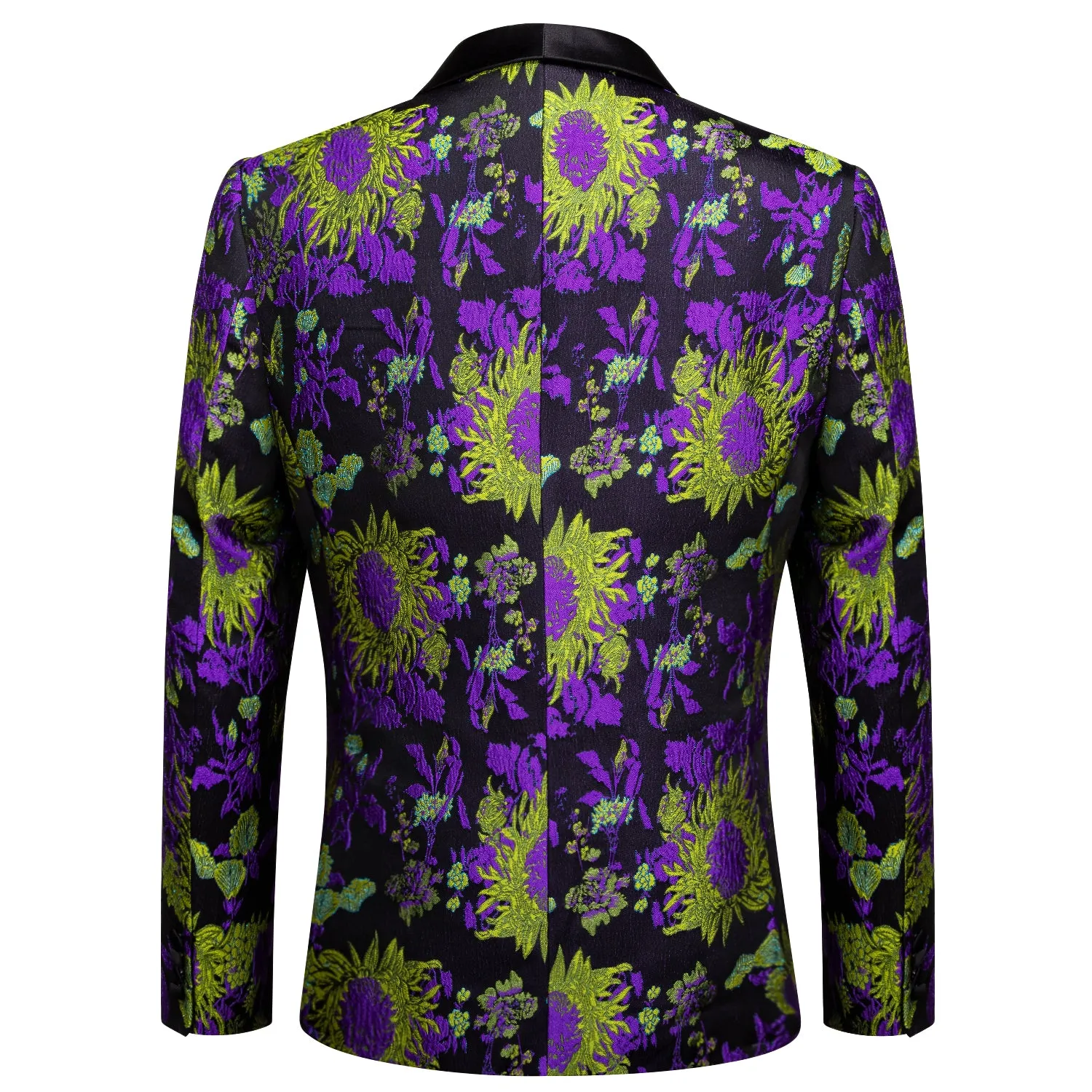 Ties2you Men's Suit Black Green Purple Floral Novelty Suit Fashion