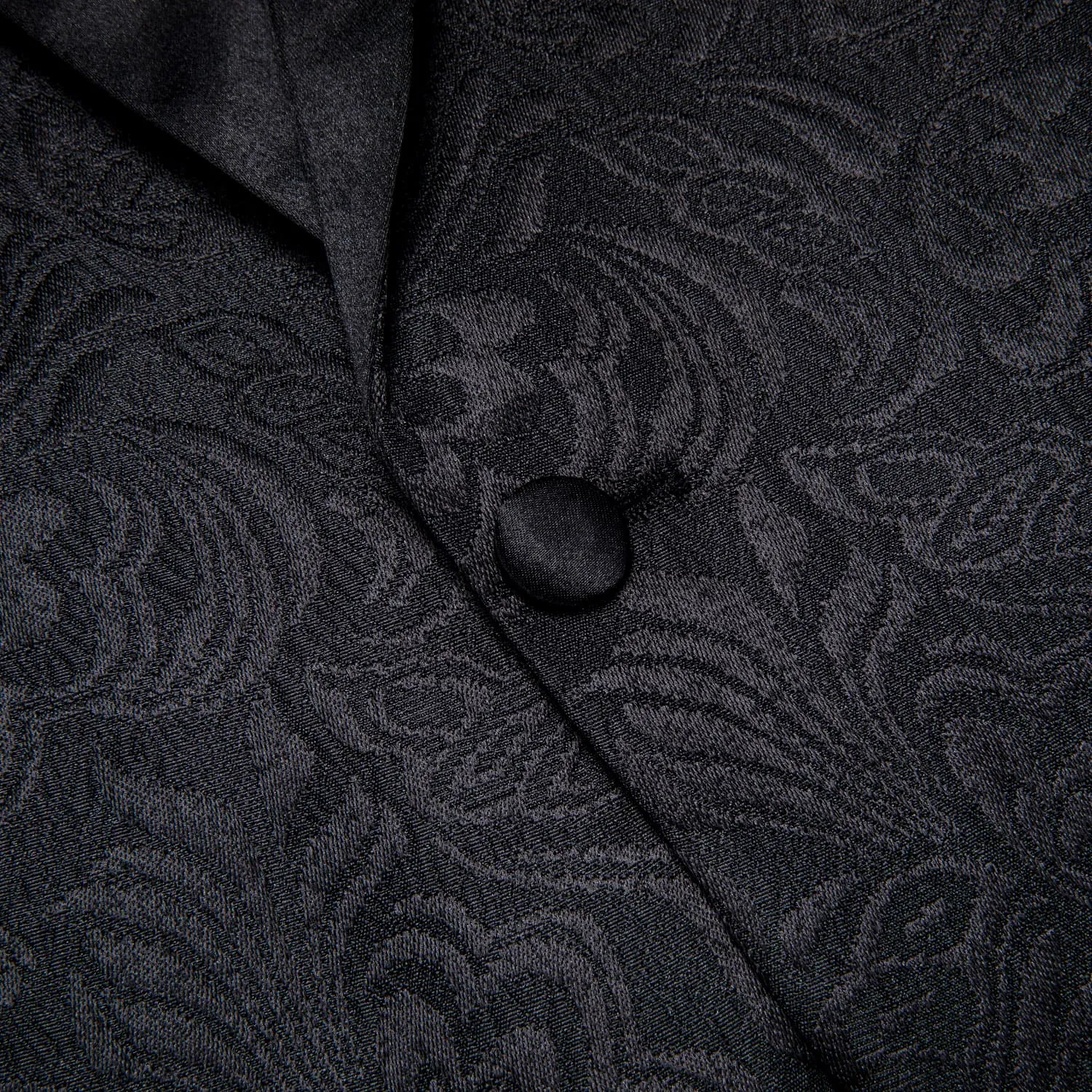 Ties2you Men's Suit Coal Black Floral Shawl Collar Silk Suit Jacket