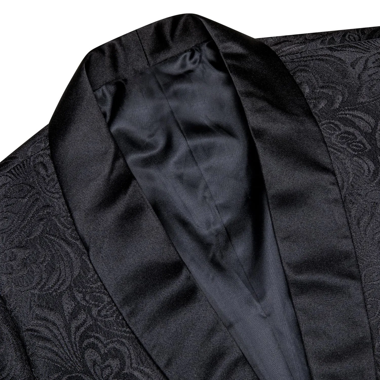 Ties2you Men's Suit Coal Black Floral Shawl Collar Silk Suit Jacket