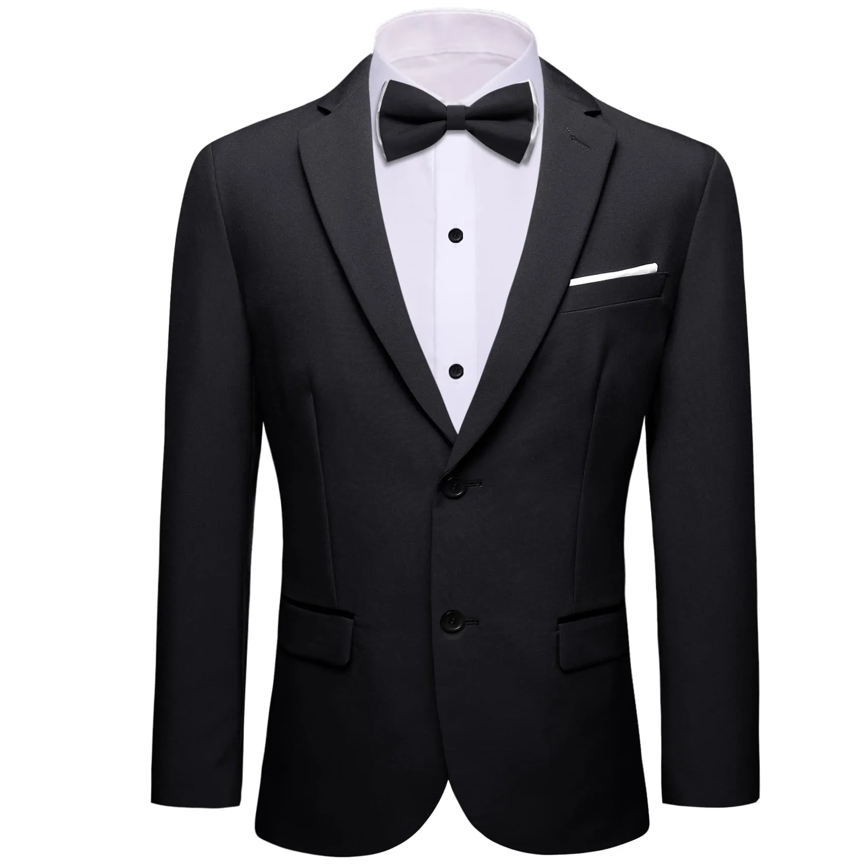 Ties2you Men's Suit Coal Black Solid Button Down Notched Collar Dress Suit Top