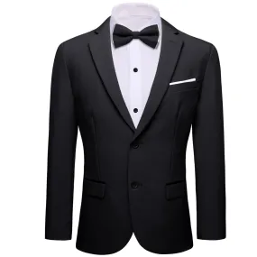 Ties2you Men's Suit Coal Black Solid Button Down Notched Collar Dress Suit Top