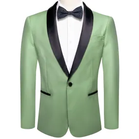 Ties2you Men's Suit Pale Green Solid Shawl Collar Silk Suit