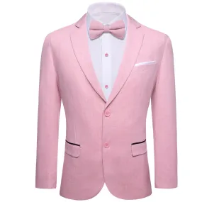 Ties2you Mens Suit Rose Pink Solid Button Down Notched Collar Dress Suit Top